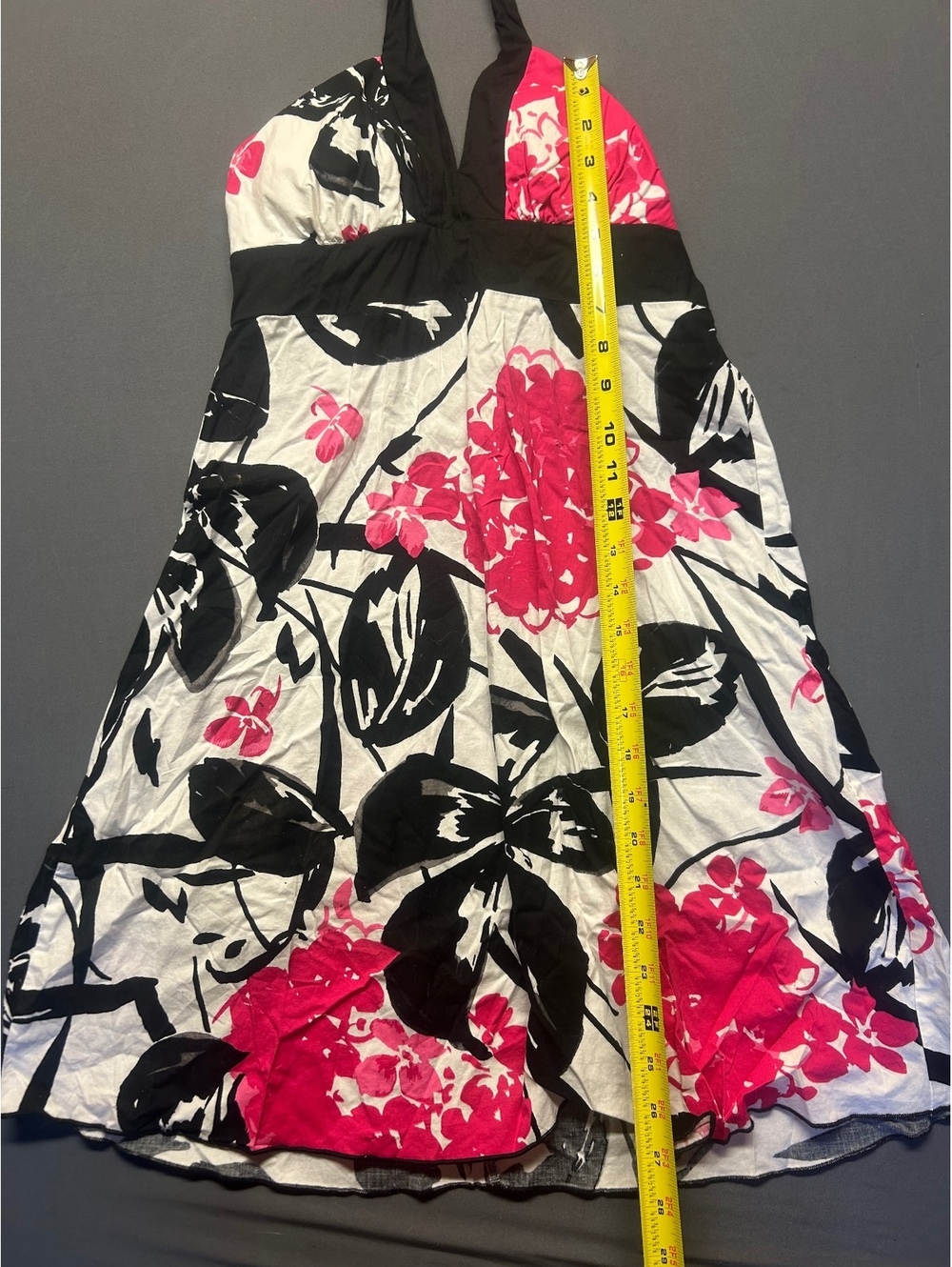 Speckless Floral Halter Dress with Black Accents